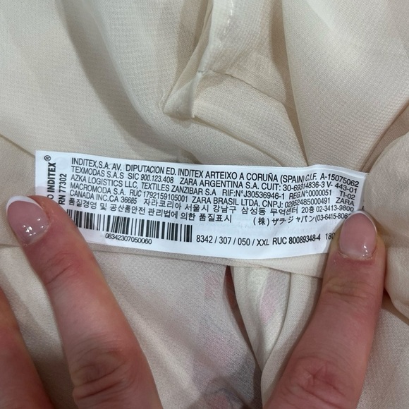 Zara Satin Effect Pink & Cream Floral Mini Dress | Size XXL - Picture 8 of 9